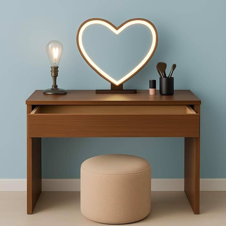 Penteadeira Escrivaninha com Gaveta 90cm – Mesa Multifuncional para Maquiagem e Home Office(FREIJÓ)