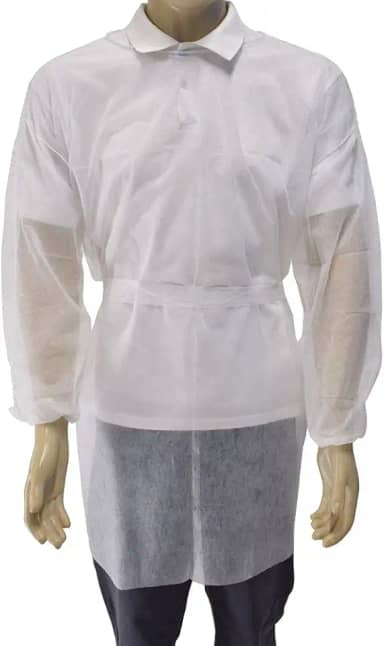 Avental TNT Descartável Manga Longa - Gramatura 20 - Pacote 10 Unidades - Tamanho M - Capote Jaleco Odonto Hospitalar Branco