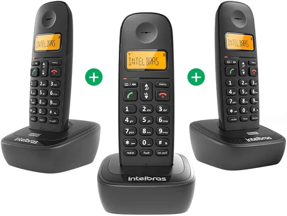 Kit Telefone Sem Fio com 2 Ramais Adicionais TS 2513 Preto Intelbras