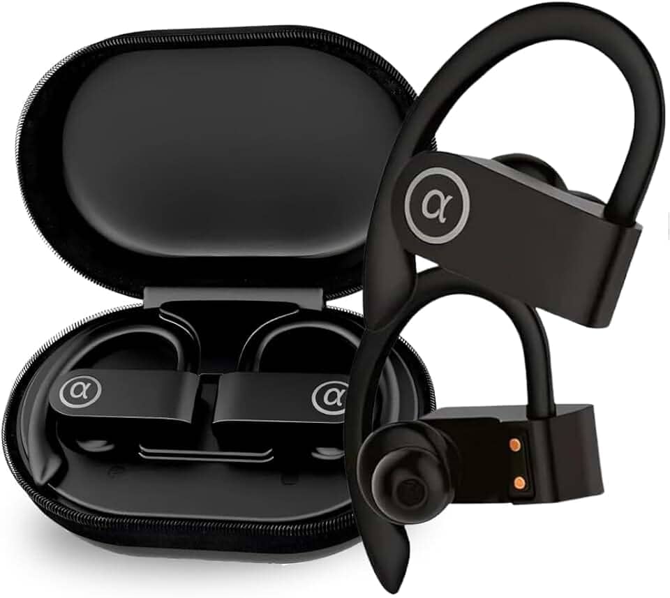 Fone de Ouvido Bluetooth 5.4 Esportivo com Microfone – Bateria de 45h, Antirruído, IPX5 à Prova d'Água – Estojo com Display LED – Ideal para Treinos, Corridas e Chamadas Nítidas