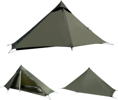 TENPLAY Tenda ultraleve com vara de trekking, 1 pessoa, barraca de acampamento para mochila, impermeável 5000 mm, fácil configuração, abrigo para acampamento, caminhada