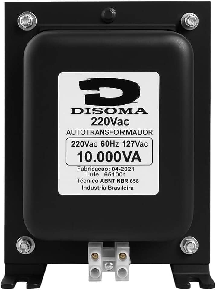 Transformador 10.000VA com Conector Sindal Bivolt 110V/220V – Disoma | Potência Real 5.550W | Para Solda, Ventilador de Janela e Equipamentos Potentes