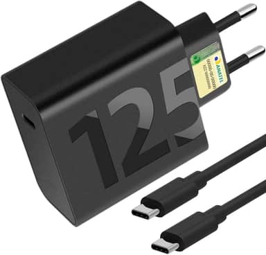 Carregador Super Turbo 125W USBC: Tipo-C 125W. Compatível com iPhones, Motorola, Xiaomi, Samsung e mais. Cabo USB-C. Ultra rápido Premium