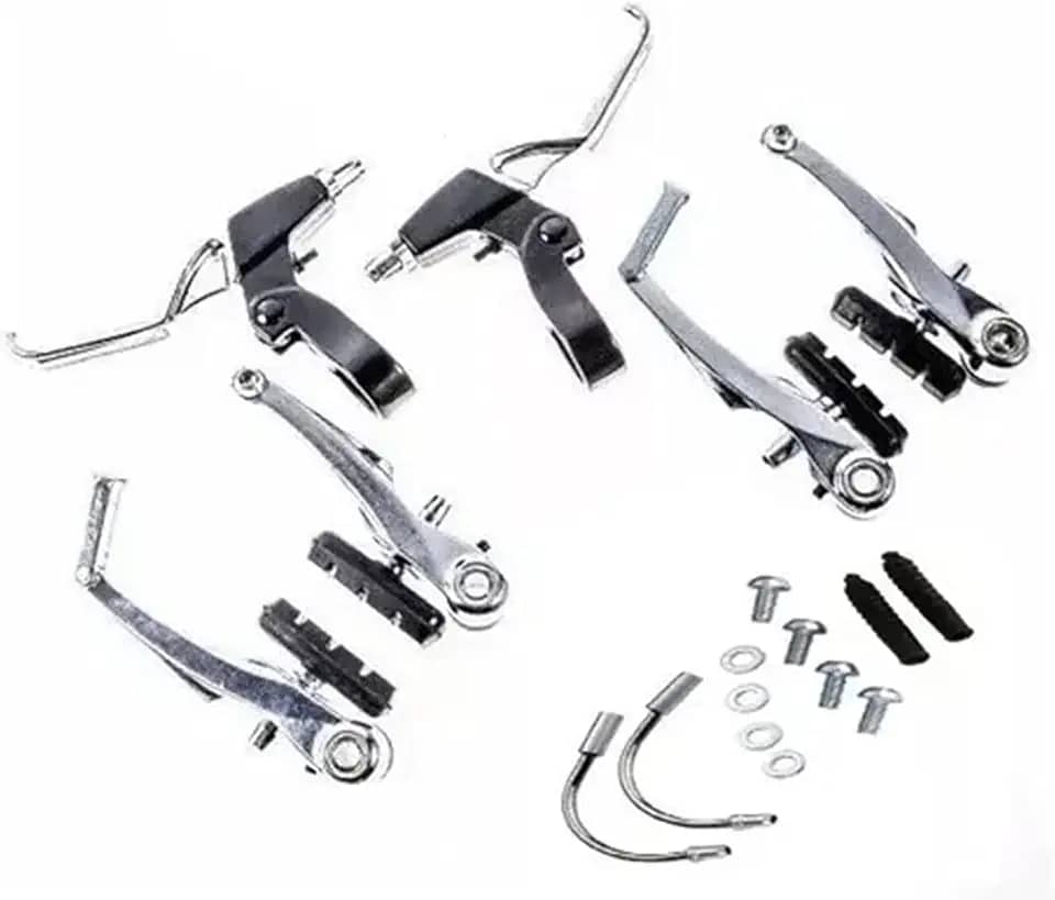 FREIO V-BRAKE COM MAÇANETA DE ALUMINIO PRATA P/BICICLETA