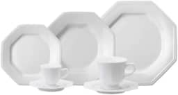 Serviço de Jantar Chá Café 42 peças em Porcelana. Modelo Octogonal Prisma. Branca. Fabricado pela Schmidt.