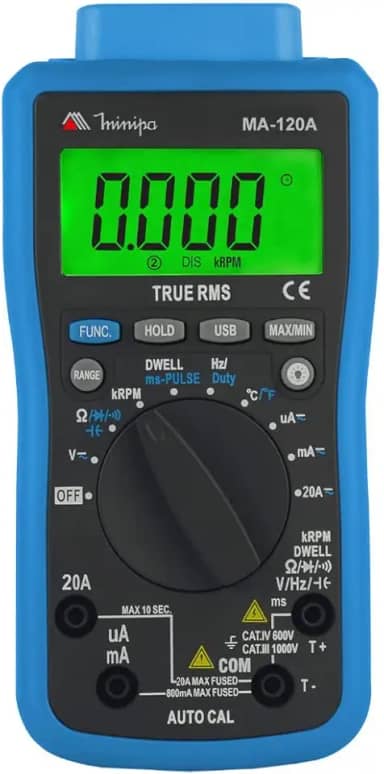 Multímetro Automotivo Interface USB MA-120A Minipa