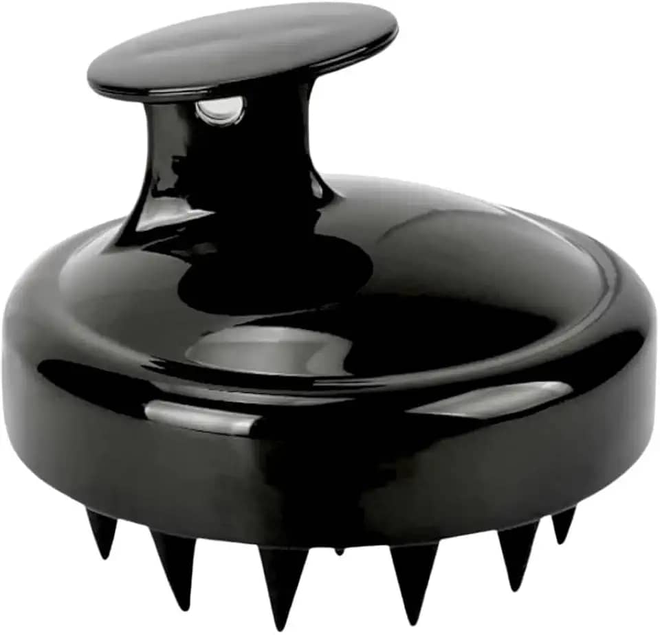 Tertúlia Escova Massageadora Couro Cabeludo - Massageador Capilar Silicone Macio Para Higienizar e Combater a Caspa (Preto)