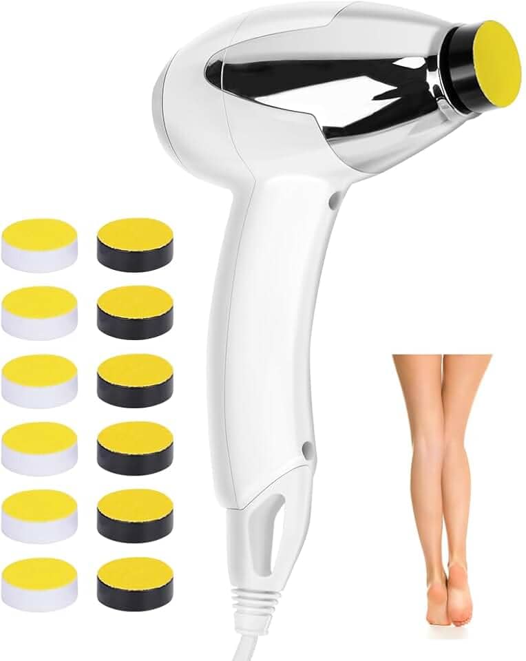 Lixa de Pé, 110V, 60W, Lixa de Pé Eletrica, Aparelho Pedicuro Profissional, Com 12 Cabeças Da Substituição, Branco