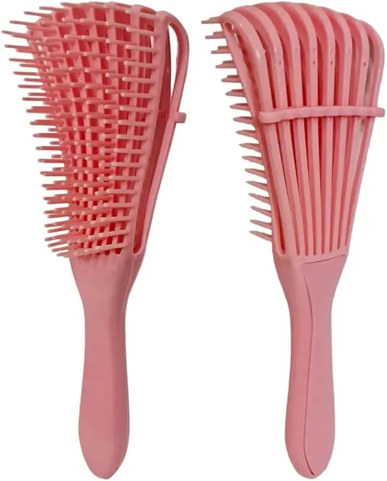 Escova Polvp para Cabelos Cacheados – Pente Desembaraçante Rosa, Design Ergonômico Anti-Quebra, Ideal para Crespos, Ondulados e Cacheados