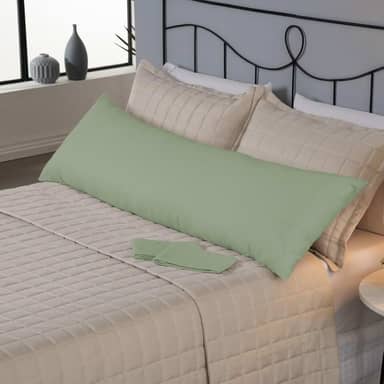 Fronha para Travesseiro de Corpo Fofuxão Xuxão 146x46cm Percal 180 Fios 80% Algodão 20% Poliéster Capa com Zíper Suave Confortável Protege Decora Quarto (Verde)
