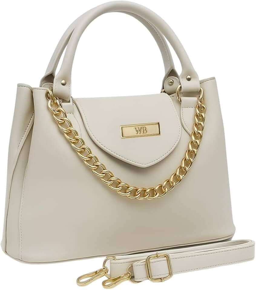 Bolsa Feminina Com Alça de Mão e Ombro Reajustável e Com Bolso Externo + Detalhe em Corrente