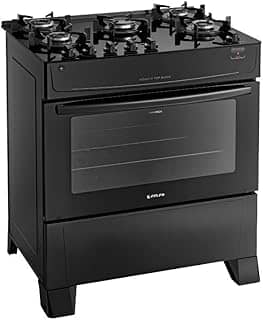 Fogão Atlas 5 Bocas preto Mônaco Top Glass com Acendimento automático - Bivolt