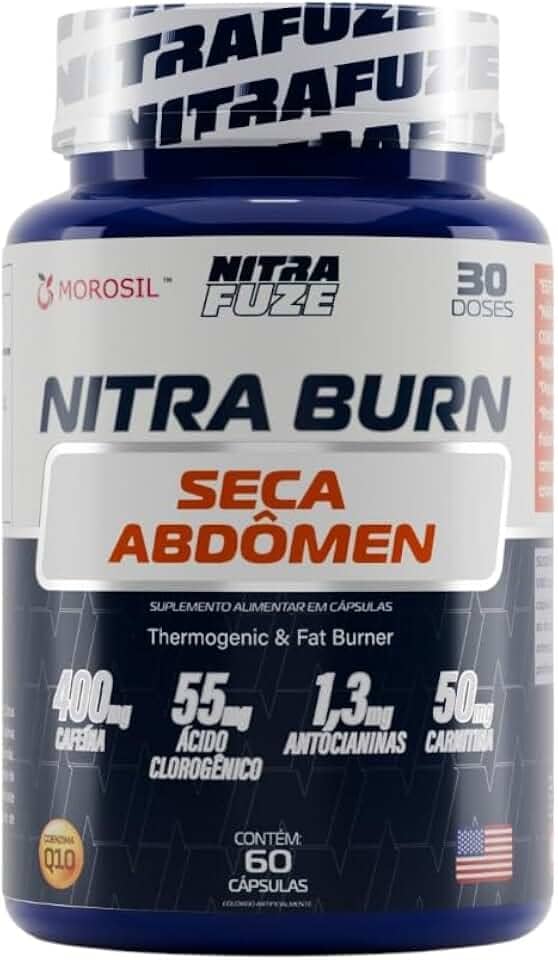 Nitra Burn - Termogênico | Carnitina, cromo e 400mg de cafeína - 60 cápsulas | Suplemento NitraFuze | Treinos intensos | Foco, Diurético e Energia | Antocianinas
