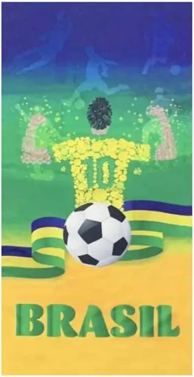 Toalha Aveludada Transfer Brasil 70 cm x 1,40 m Padrão 2 Torcedor