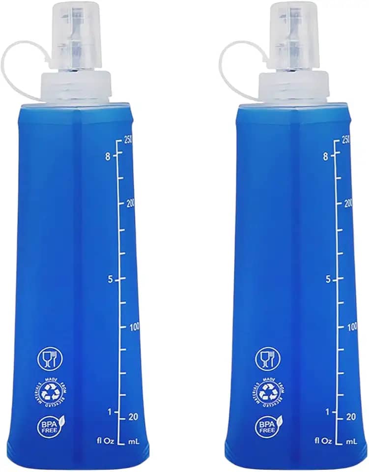 2x Garrafinha Dobrável Silicone Squeeze Soft Flash 250ml Corrida Bike Ciclismo Hidratação Reutilizável Livre de Bpa Para Todos Os Esportes Tampa De Proteção Sujeiras Federal's Store (Azul)