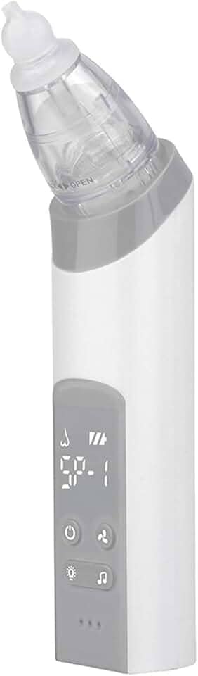 JJone Aspirador nasal para bebê com 3 pontas de silicone e potências de sucção, lanterna embutida e música
