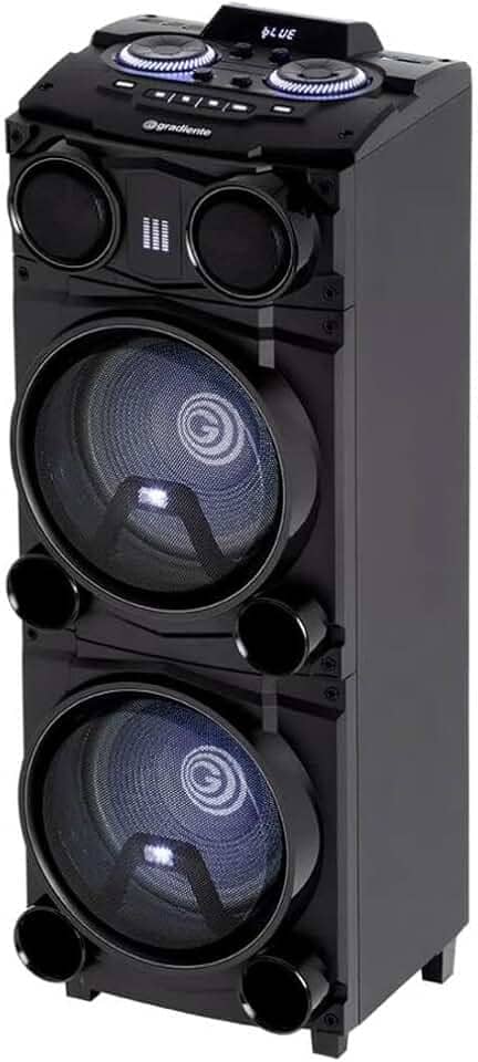 TORRE DE SOM BLACK BASS BLUETOOTH 2xWOOFERS 12" Gradiente GDB12M 1800W Bivolt