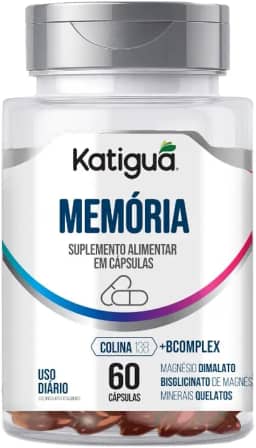 Memória, Dimagnezio Malato/Bisglicinato de Magnésio & Vitaminas do Complexo B, Sem sabor, Katiguá, 60 Cápsulas Soft Gel • 30 doses, Prata