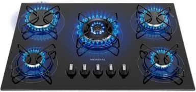 Cooktop a Gás, 5 Bocas, Mondial, Preto/Inox, Bivolt - CTG-03