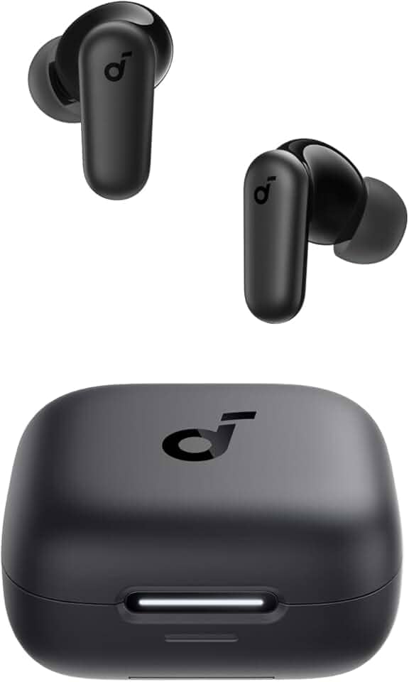soundcore P30i da Anker, Fone de Ouvido Bluetooth 5.4 com Cancelamento de Ruído Adaptativo, Graves Poderosos, 45H de Reprodução, Estojo 2-em-1 com Suporte para Celular, IP54, Fone sem fio TWS, Preto