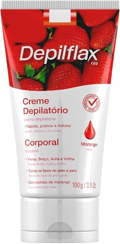 Creme Depilatório Depilflax-Corporal Morango Perna Braço Axilas e Virilha 100g