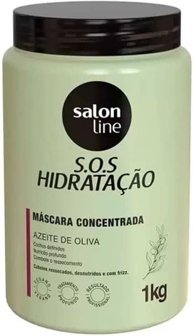 Salon Line, Máscara Capilar, SOS Hidratação, Azeite de Oliva, Vegana - Cabelos Cacheados e Crespos, 1 Kg