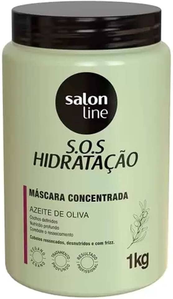 Salon Line, Máscara Capilar, SOS Hidratação, Azeite de Oliva, Vegana - Cabelos Cacheados e Crespos, 1 Kg