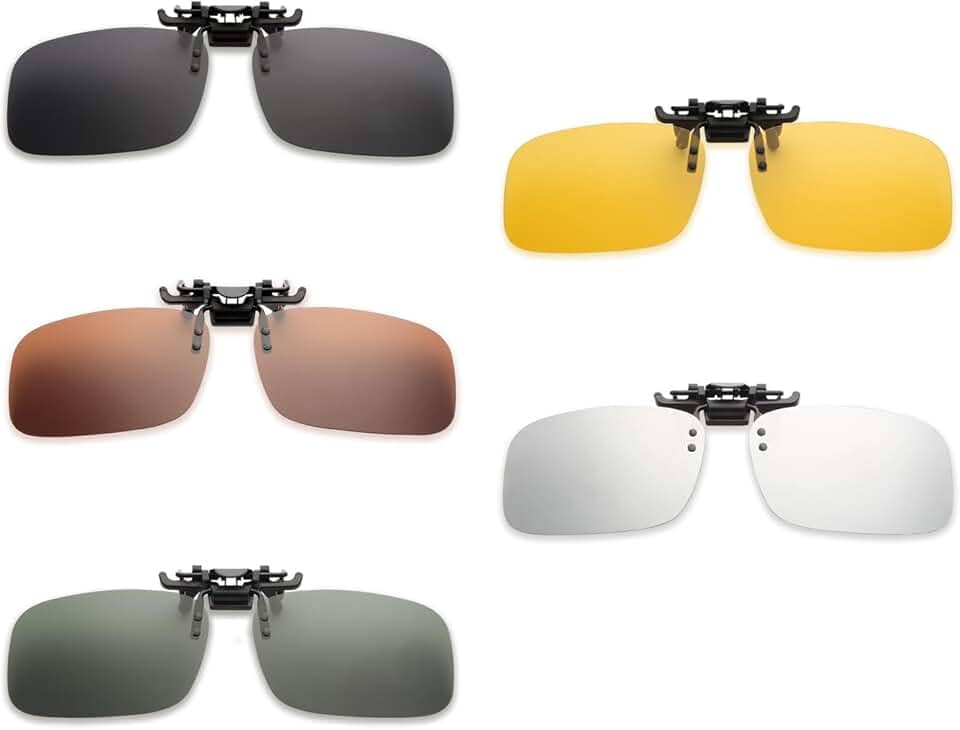 5 peças de clipe para óculos de sol, óculos de sol, 5 cores, adequado para mulheres e homens