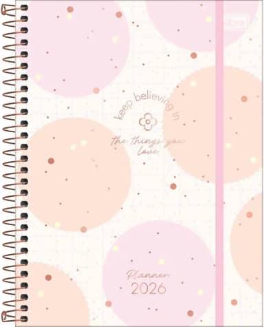 Tilibra - Planner Espiral 17,7 x 24 cm Soho 90 G 2026 - Bolas Grandes