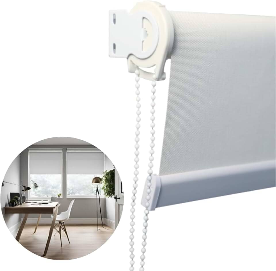 Atlas - Persiana Rolo de Tela Solar de Trama Intermediária de 3%, Tamanho de 80x160cm, Cor Off White