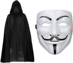 Fantasia Halloween Mascara Capuz Capa Adulto V De Vingança