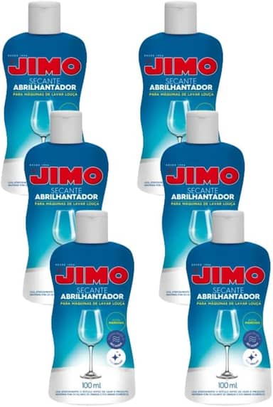Kit 6 Jimo Secante Abrilhantador Louça 100ml Original Taças Prato Vidro Colher Sem Mancha