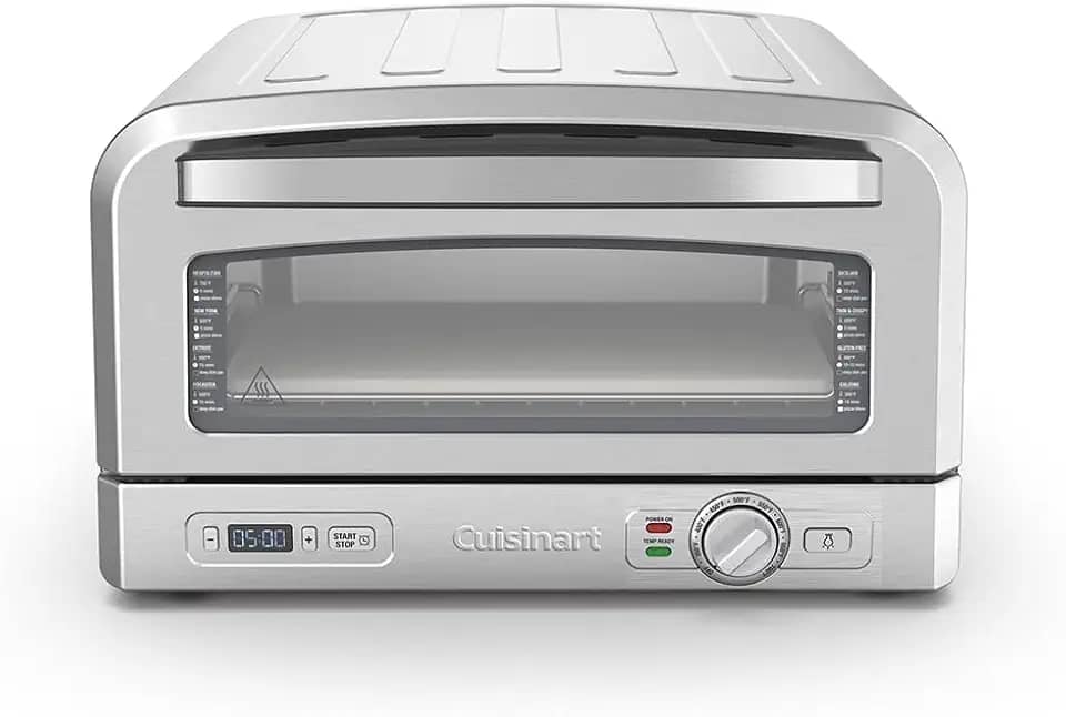 Forno de Pizza, Cuisinart, Em Aço Escovado, Com Pedra de Pizza, 3 Anos de Garantia, 1800W, Forma Funda e Pá, 127V - Prateado
