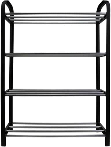 Sapateira Plástico com Metal 4 Divisórias Desmontável (Preto)