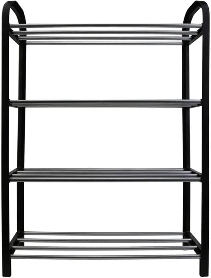 Sapateira Plástico com Metal 4 Divisórias Desmontável (Preto)