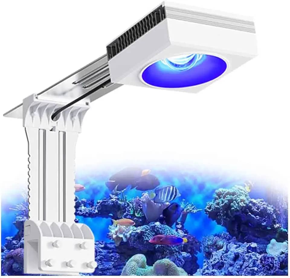 PopBloom RL90 WiFi Luminaria Aquario Marinho 100W, Luminária de Led para Aquário, Lâmpada de LED para aquário de peixes de Recife de Coral SPS/LPS (1 Luminaria wifi com kit de montagem)