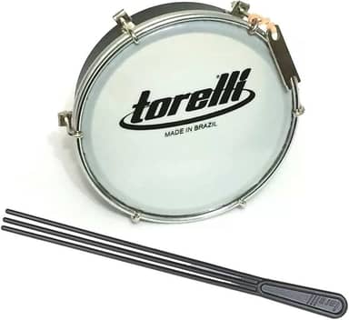 Kit Tamborim Pele Leitosa Torelli TT 404 Preto Baqueta Tripla