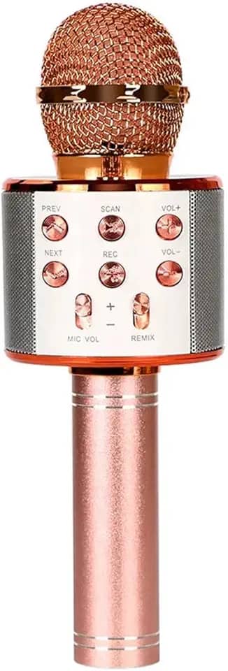 Microfone de Karaokê Portátil Fun Toys Sem Fio com Alto-Falante Luzes LED Leve Condensador para Cantar Gravar Ensinar Meninos e Meninas