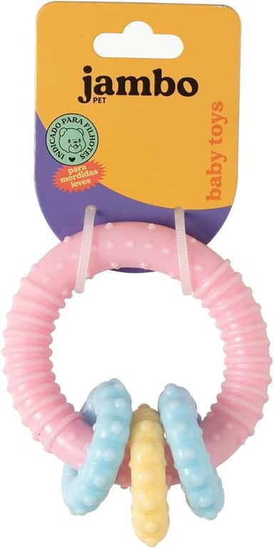 JAMBO PET | Brinquedo Mordedor Para Pets | Baby Argola | Ideal Para Cães Filhotes | Colorido Em Tons Pastel | Material Resistente E Atóxico | Feito em Borracha