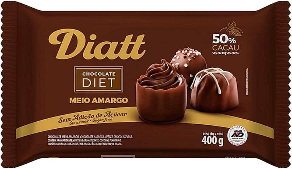 Barra de Chocolate Diet Meio Amargo 500g - Diatt