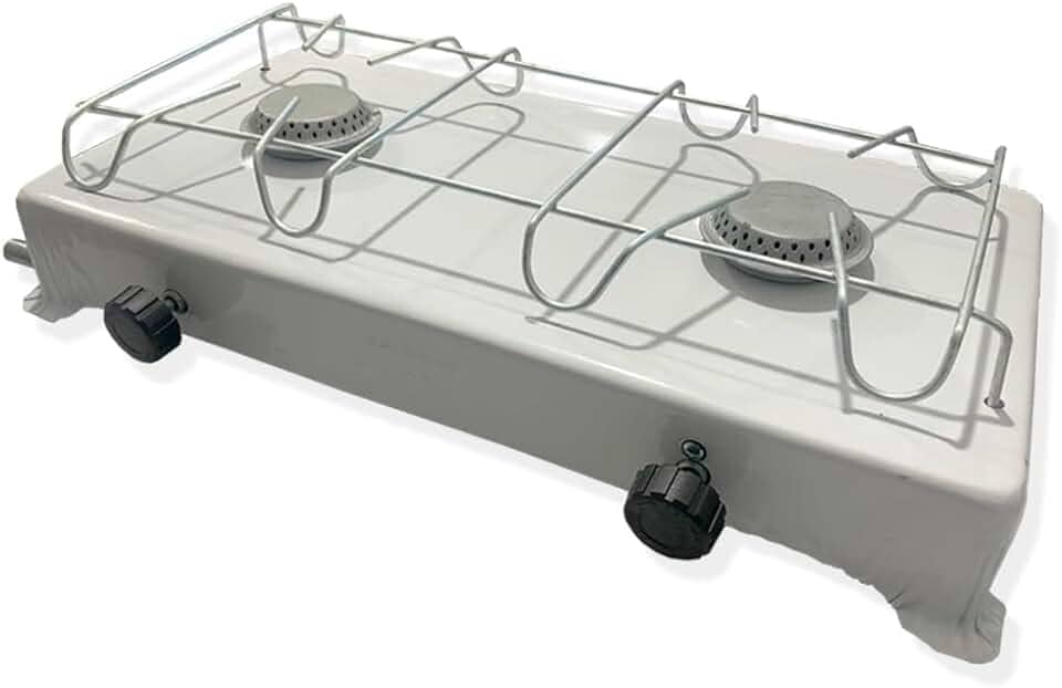 Fogão Portátil Camping Duas Bocas A Gás Branco