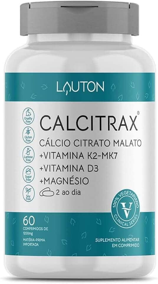 Cálcio Citrato Malato + K2 + D3 + Magnésio - Calcitrax ® 60 Cps - Lauton