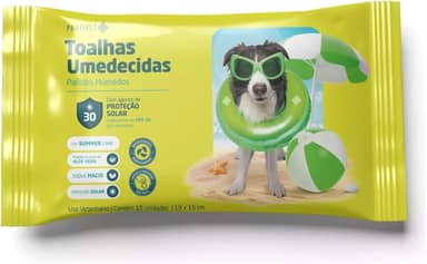 Toalha Umedecida Pet Com Protetor Solar FPS 30 10 Unidades