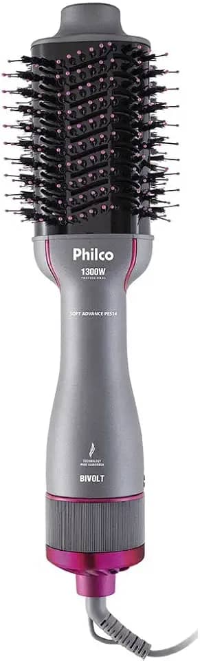 Escova Secadora PHILCO PES14 Soft 1300w Bivolt, Cinza