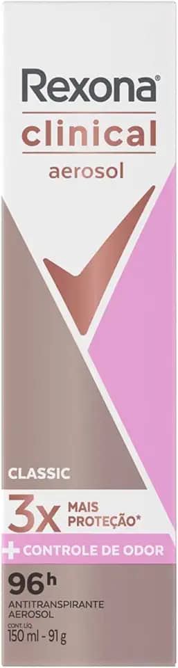 Rexona Antitranspirante Aerosol Clinical Classic 150Ml (A Embalagem Pode Variar)
