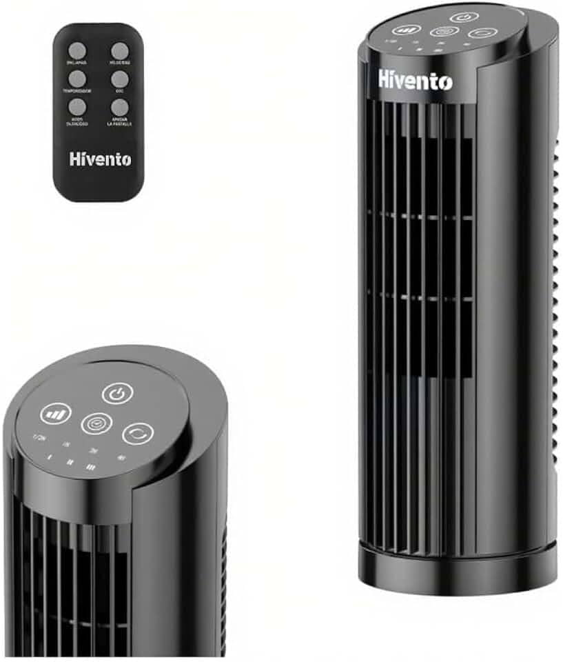 Hivento Ventilador Torre, 3 Velocidades, Oscilação Automática 70°, Controle Remoto e Toque, Temporizador 7,5h, Ventilador de Mesa/Domést, 127v