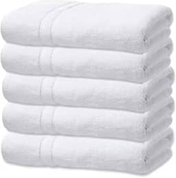 Kit 5 Toalhas de Banho Branca Hotel Macia Felpuda - Prata - Costura Dupla Reforçada (Branco Off White)