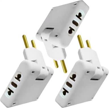 Kit 03 Adaptador Tomada T Articulado 10A 20A Bivolt 110V 220V Para Tomada 02 e 03 Pinos