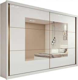 LOPAS Guarda-Roupa Casal com Espelho Toronto 2 PT Branco