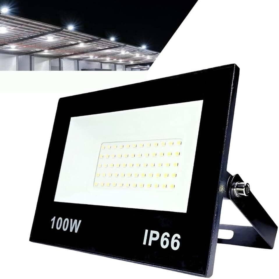 Refletor LED Holofote 100W Branco Frio 6500K - IP66 à Prova d’Água Econômico para Jardim, Fachada e Quintal Premium